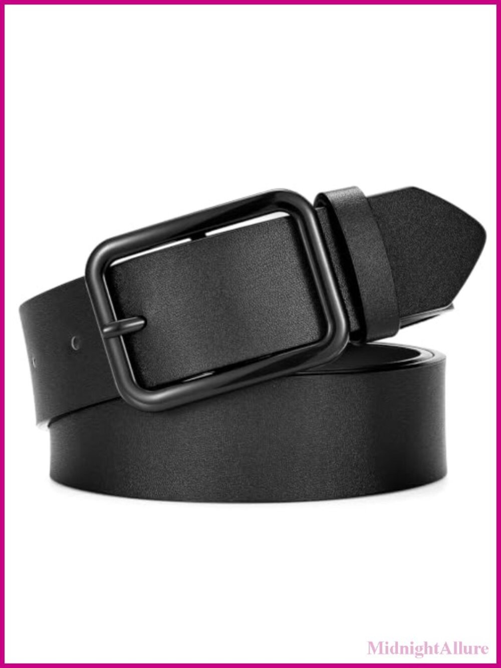 Womens PU Leather Belt Square Buckle 1.3" Wide for Jeans Pants